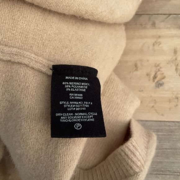 Theory Cardigan Sweater Women's S Camel Open Front Wool Blend - Picture 10 of 11